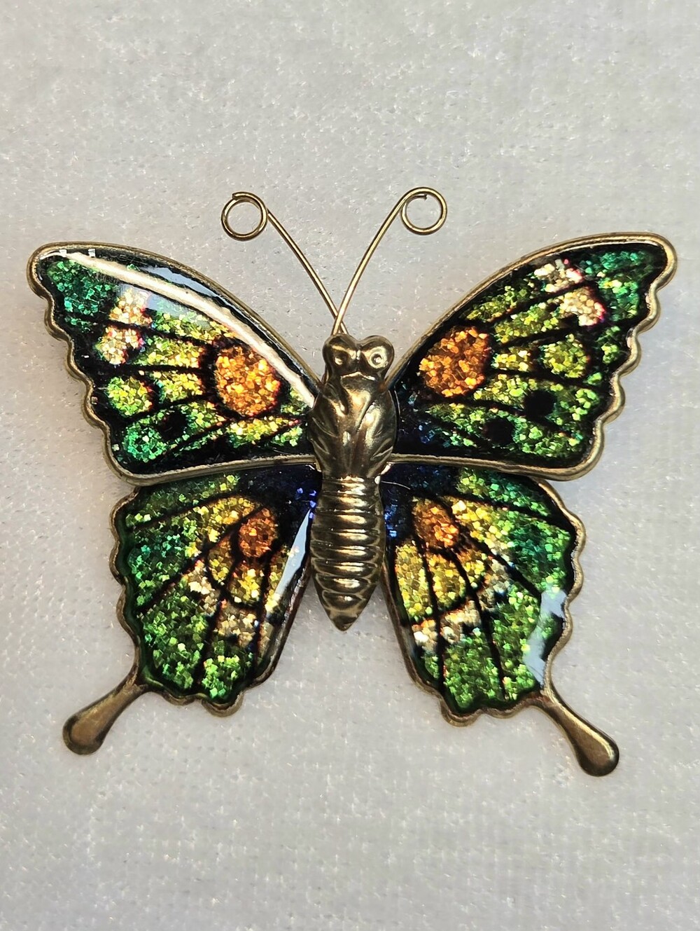 Vintage Gold-tone Enamel and Glitter Butterfly Brooch / Pin